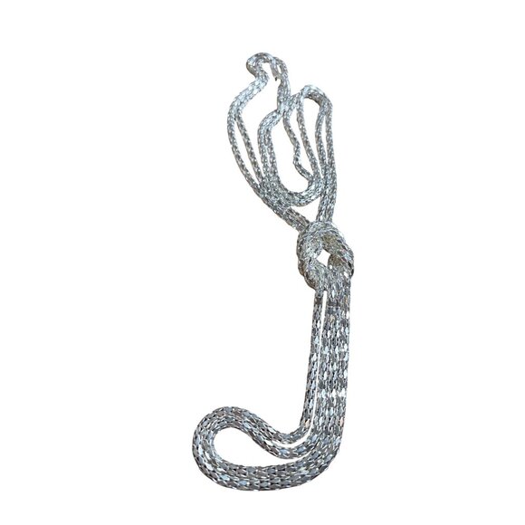 Silvertone Braided Serpentine Chain Rope Necklace Knot Design 24 inches Long - Picture 4 of 4